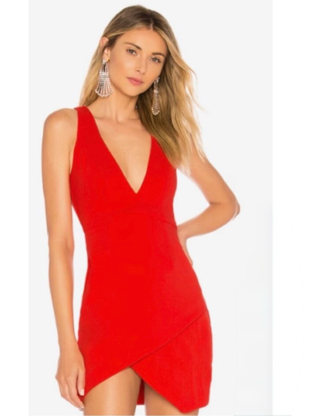 NWT NBD REVOLVE |  Red Dries Asymmetrical BodyCon Mini Dress Sleeveless Medium